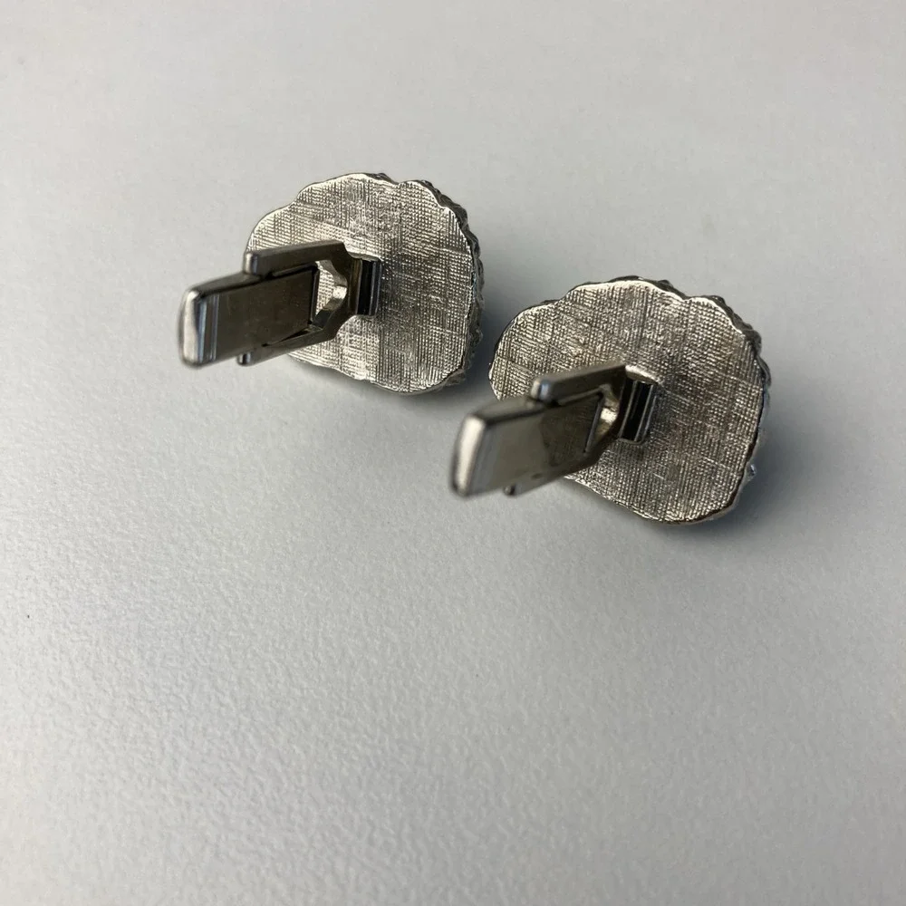 Vintage Blue Nugget Silver Tone Cufflinks Pat. 2.974.381 Classic‎ Retro Mens